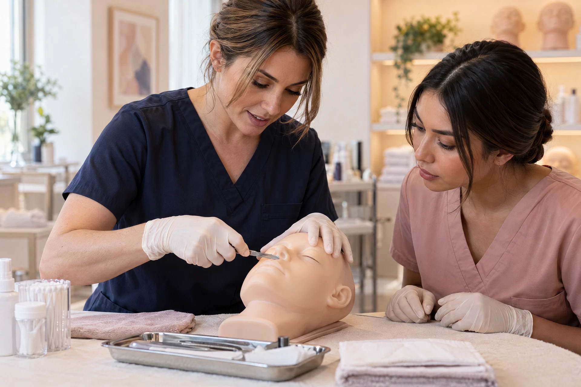 Imagen ilustrativa de formación en dermaplaning con maniquí