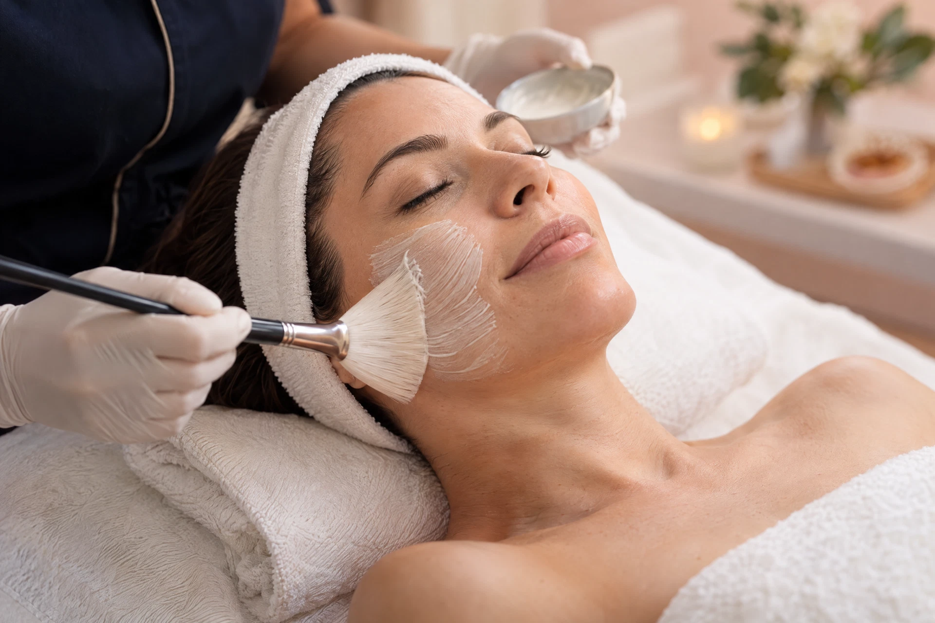 Imagen ilustrativa de la aplicación de una mascarilla facial